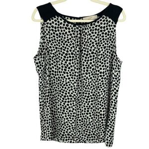 Ann Taylor LOFT Casual Chic Black & White Patterned Sleeveless Large Blouse